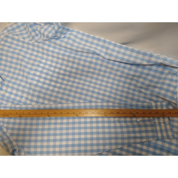 B&T MENS GEORGE LONG SLEEVE, BUTTON UP SHIRT NW/OT 3XL 54-56" BLUE & WHITE PLAID - Picture 6 of 9
